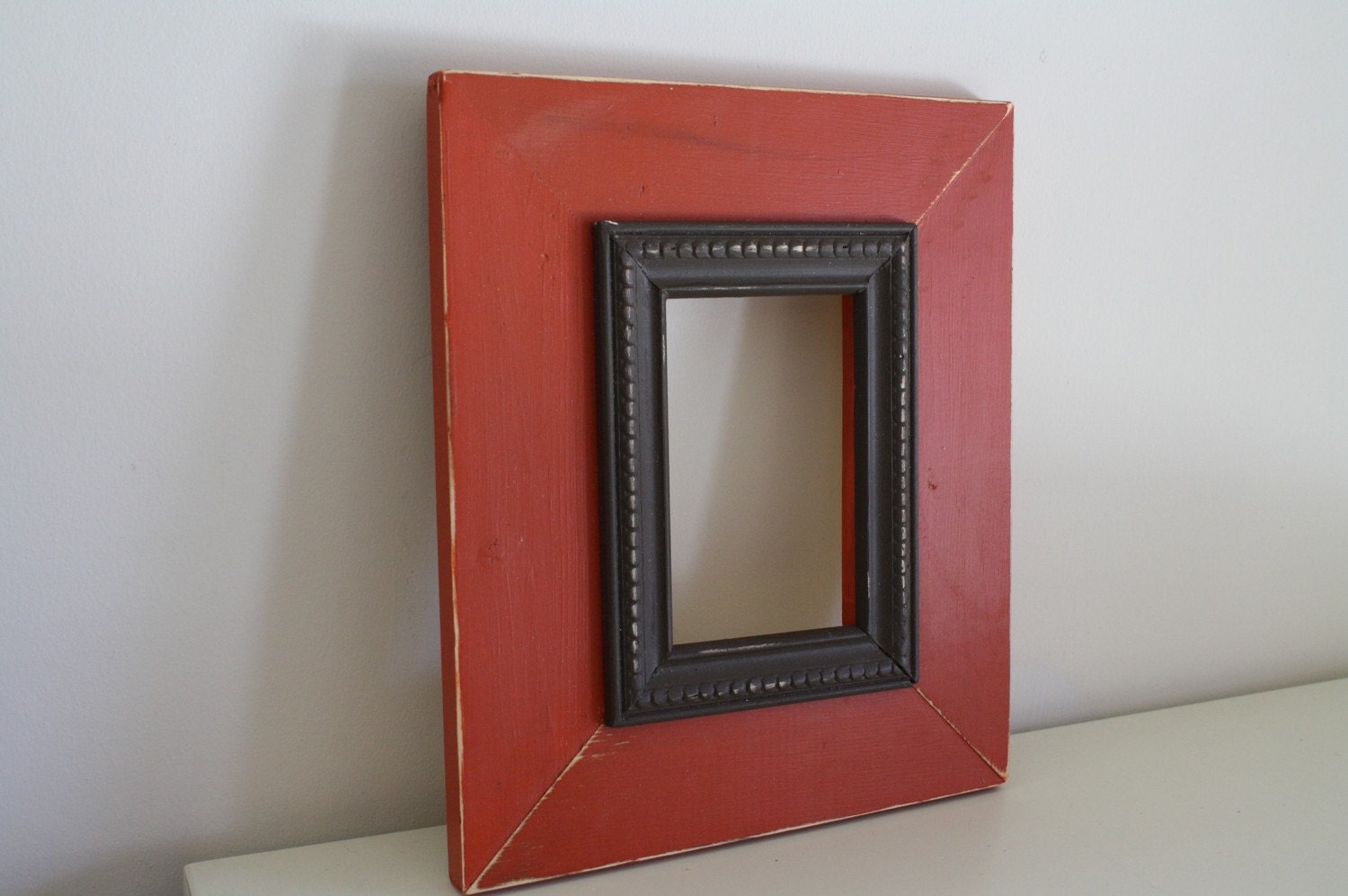 4x6 Rusty Red and Espresso Brown Distressed Picture Frame