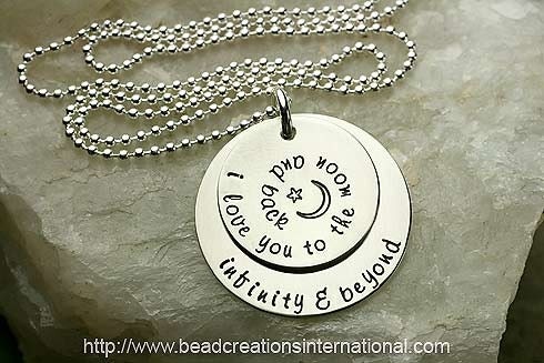 I Love You To The Moon And Back Infinity and Beyond Hand Stamped Necklace