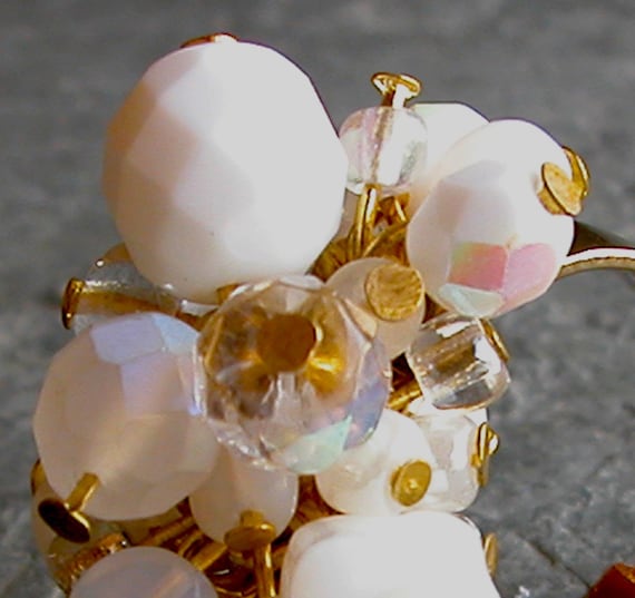 White Wedding OOAK Gold Plated Ring with white by gazellejewelry dazzling