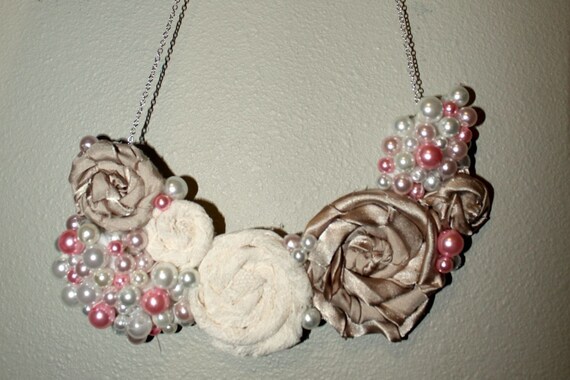 Lace and Pearl Bib Necklace