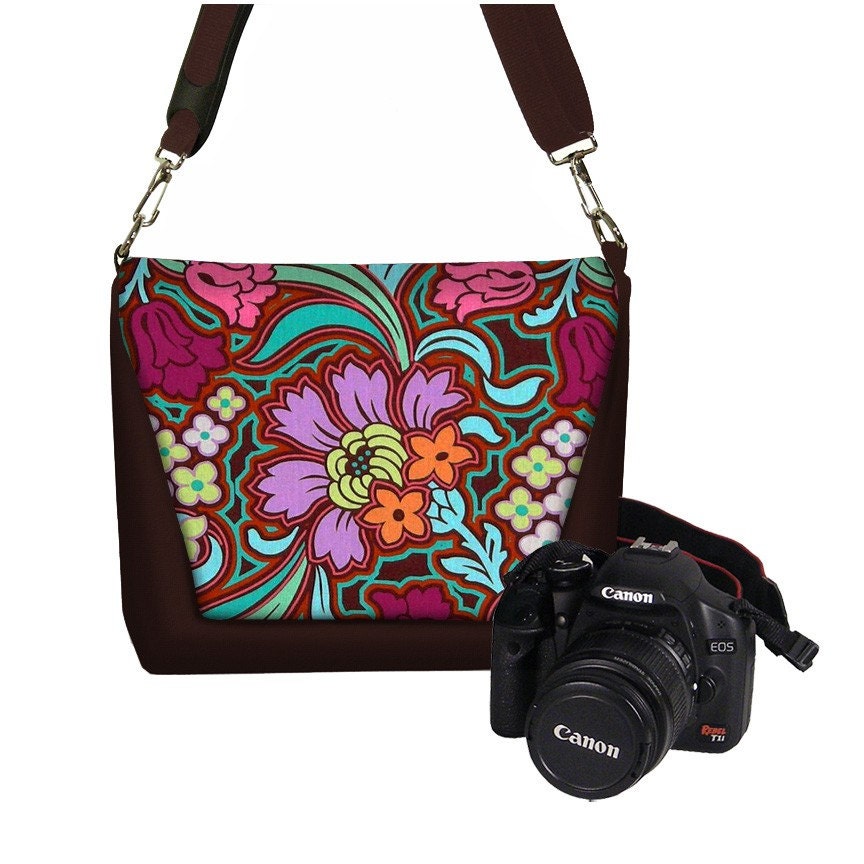 Deluxe DSLR Camera Lens Bag Case zipper pocket more padding - Soul Blossoms Magenta - INSTOCK