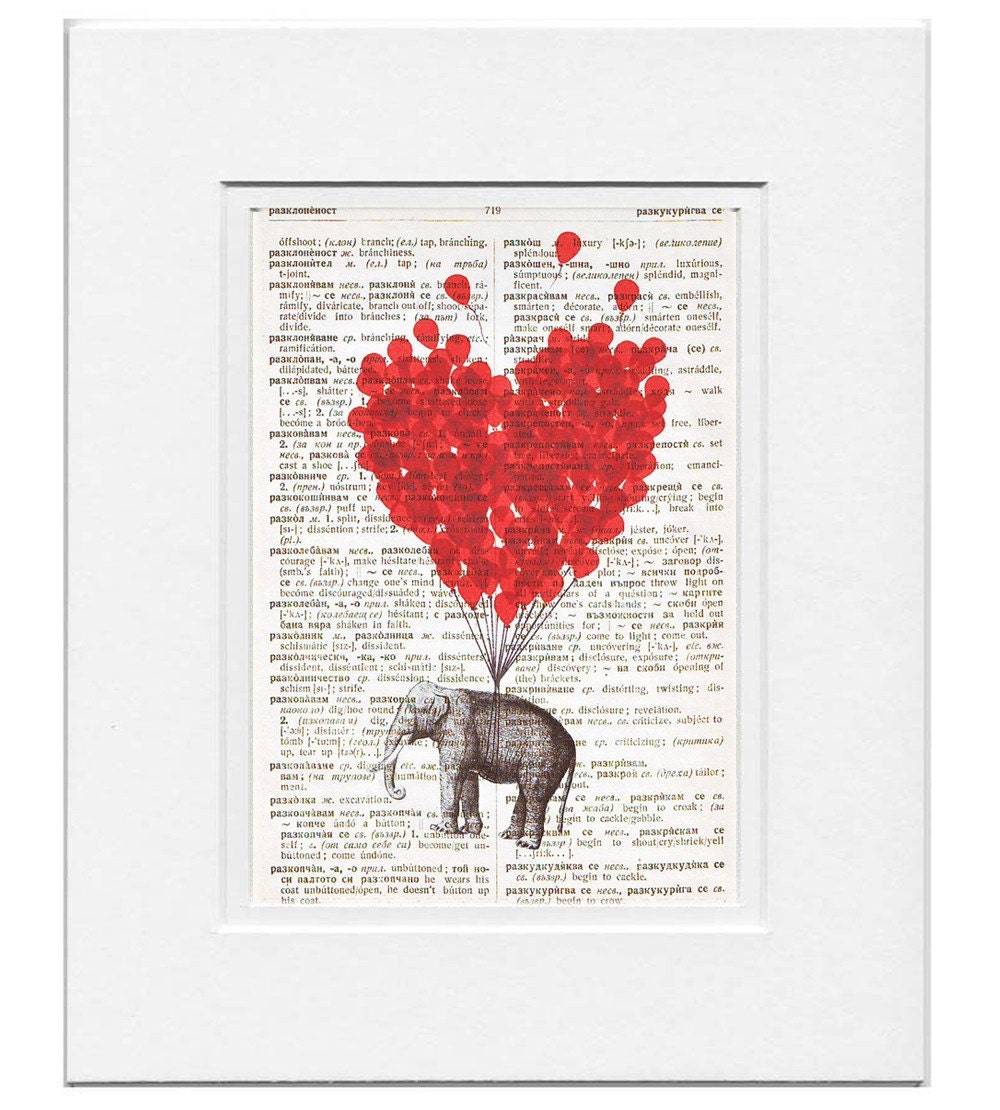 LOVE CARRIES All - Original Art Print  on Vintage Dictionary Page- Free Shipping Worldwide