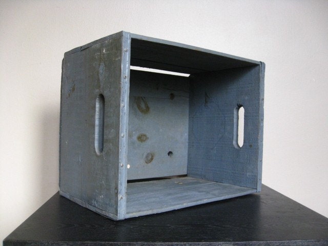 Vintage Pale Blue Wooden Borden's Crate. 2 Available.