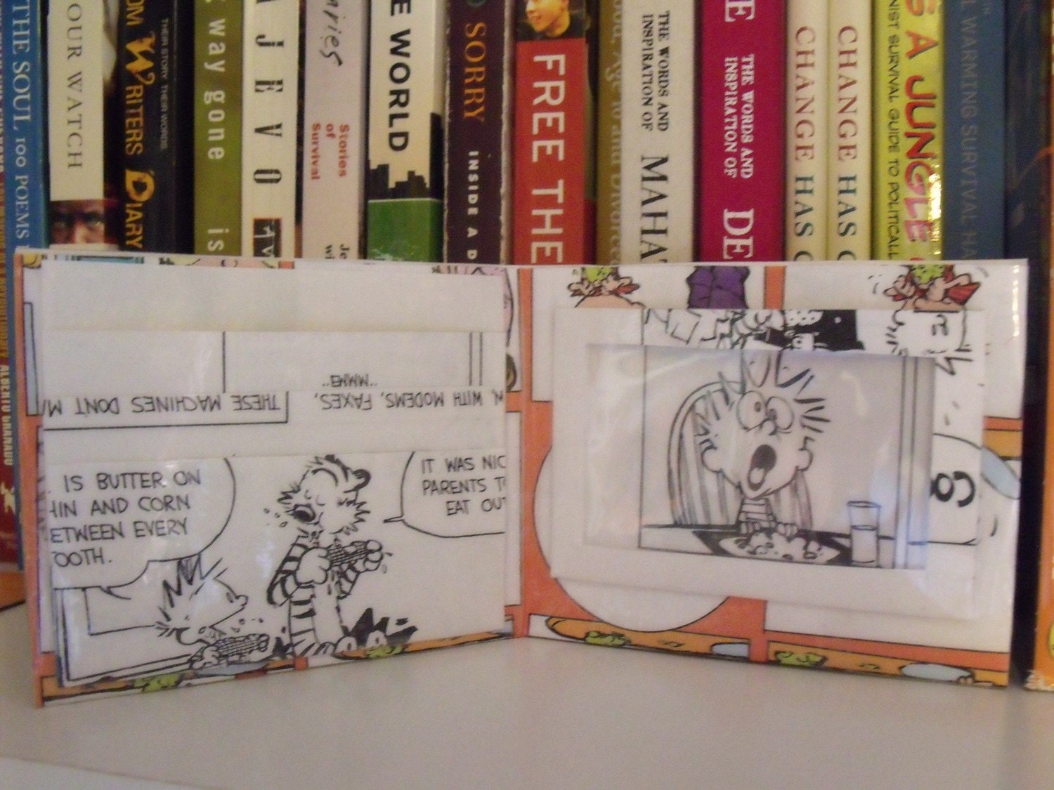 Calvin and Hobbes Upcycled Comic Book Wallet - Playing with his Food