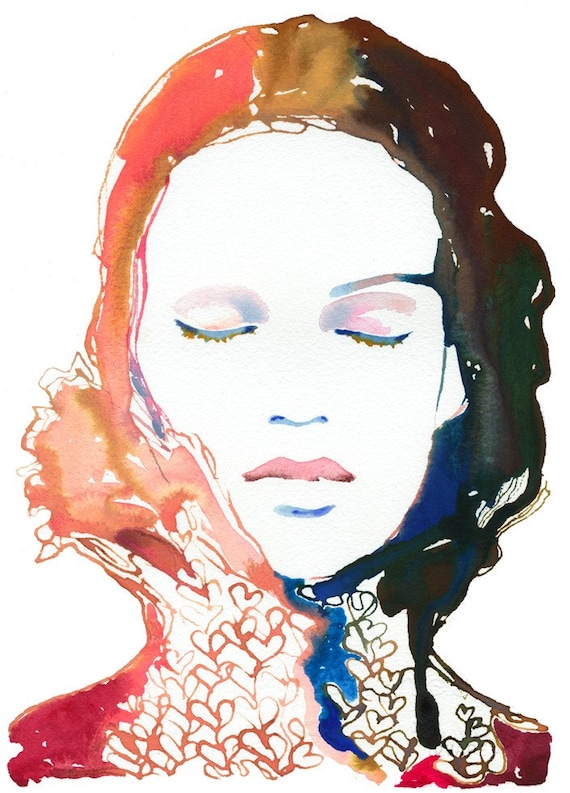 Watercolour Fashion Illustration Print - Heartink1