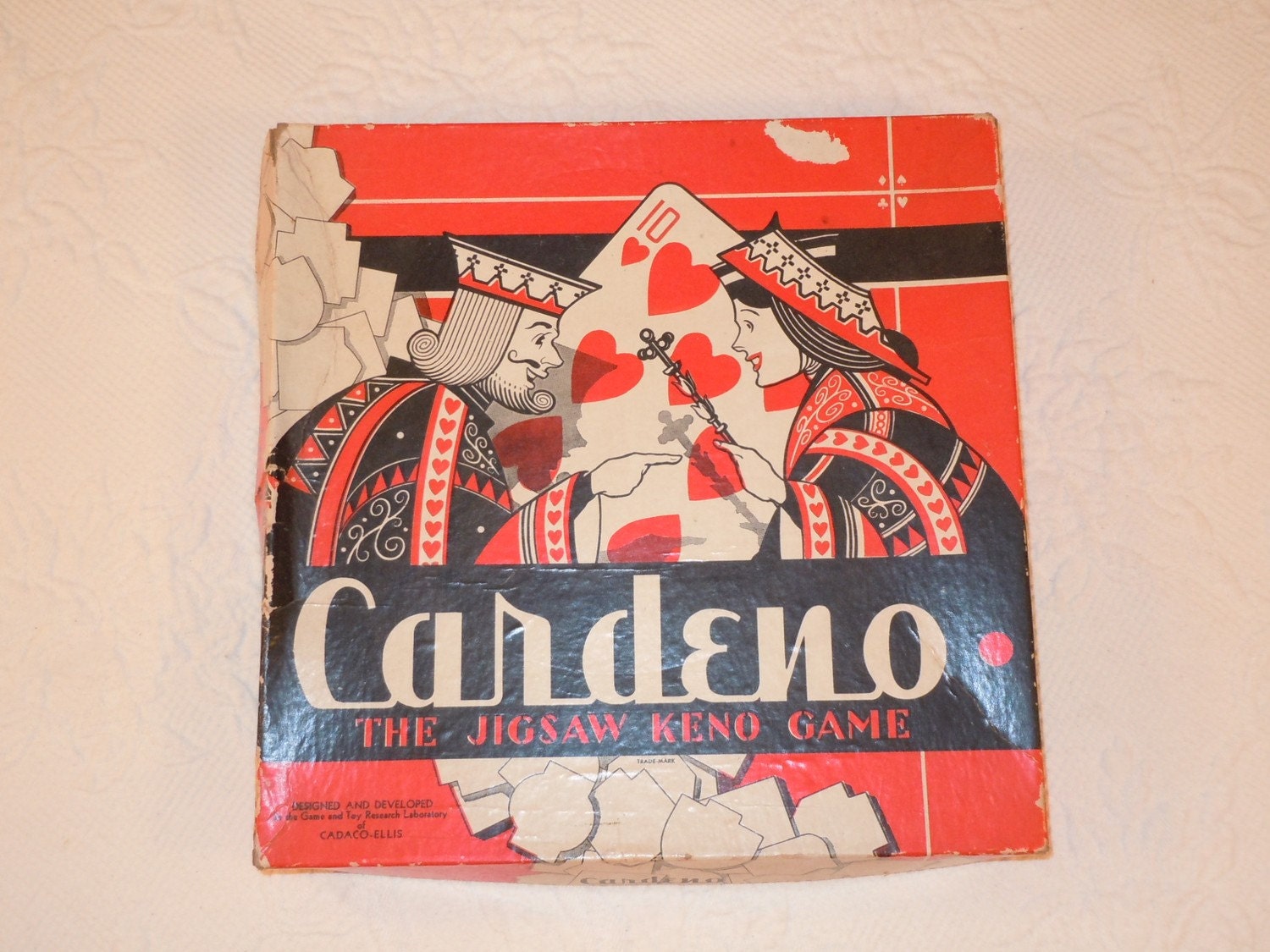 Vintage 1942 Cardeno Poker Keno Jigsaw Puzzle Game