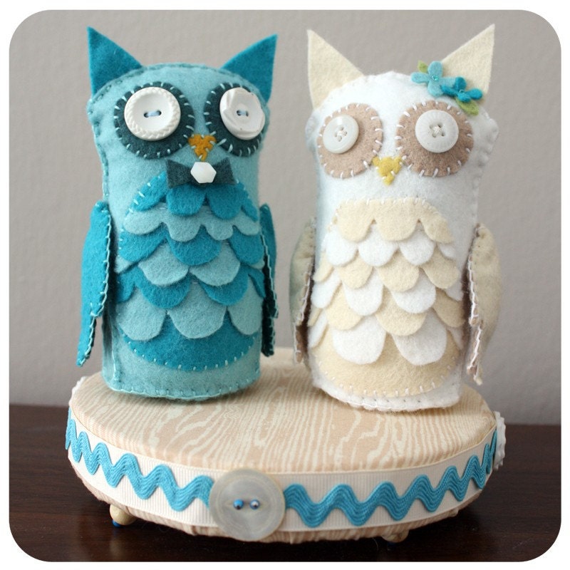 Owl Couple Cake Topper - CUSTOM