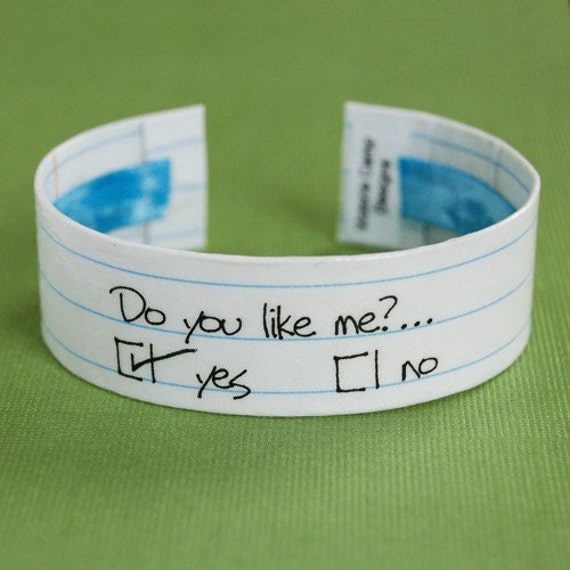 Do You Like Me Circle Yes or No - Sweetheart Valentine Cuff Bracelet - Version 2 - Ready to Ship