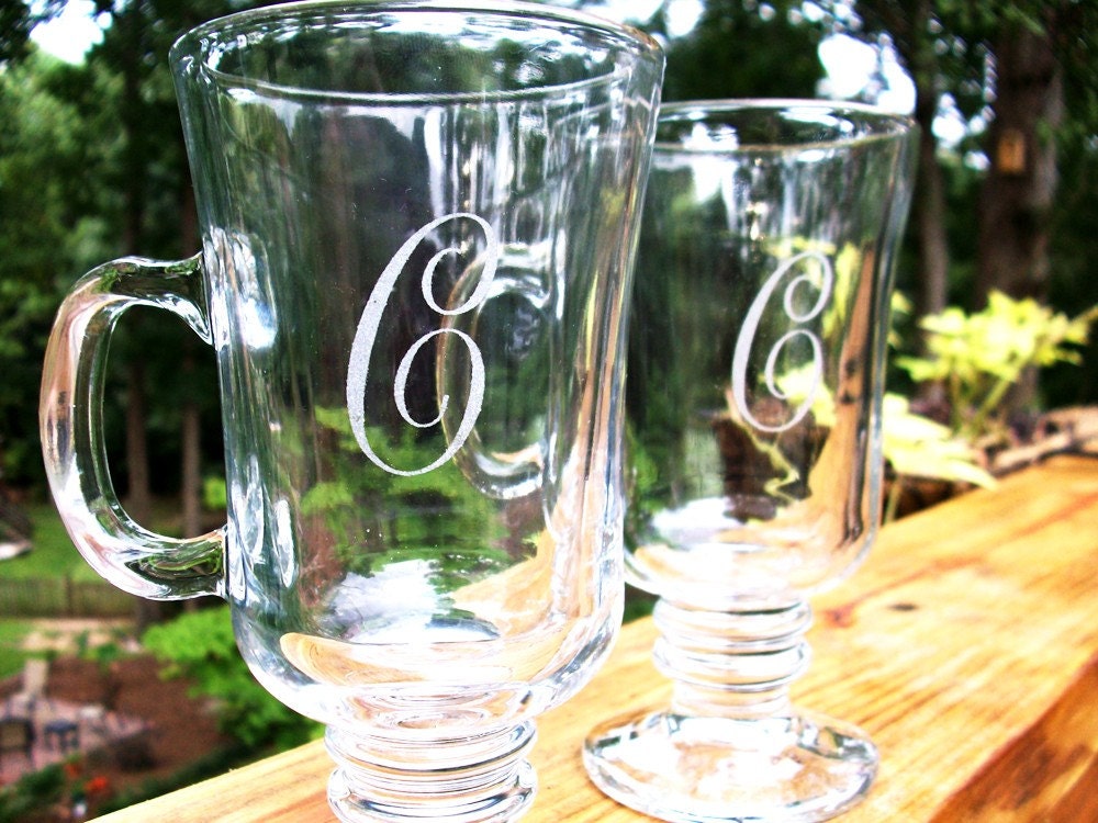 Personalized Initial - Irish Coffee Glass set - Great Wedding Gift