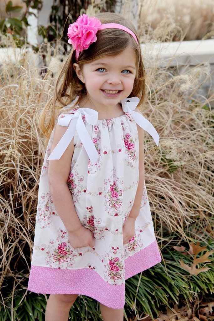 Spring 2011 Parisian Rose Pillowcase Dress 3 mo 6 mo 9 mo 12 mo 18 mo 2T 3T 4T 5T Newborn, Infant, Toddler, Girl Outfit for Easter Portraits Birthdays