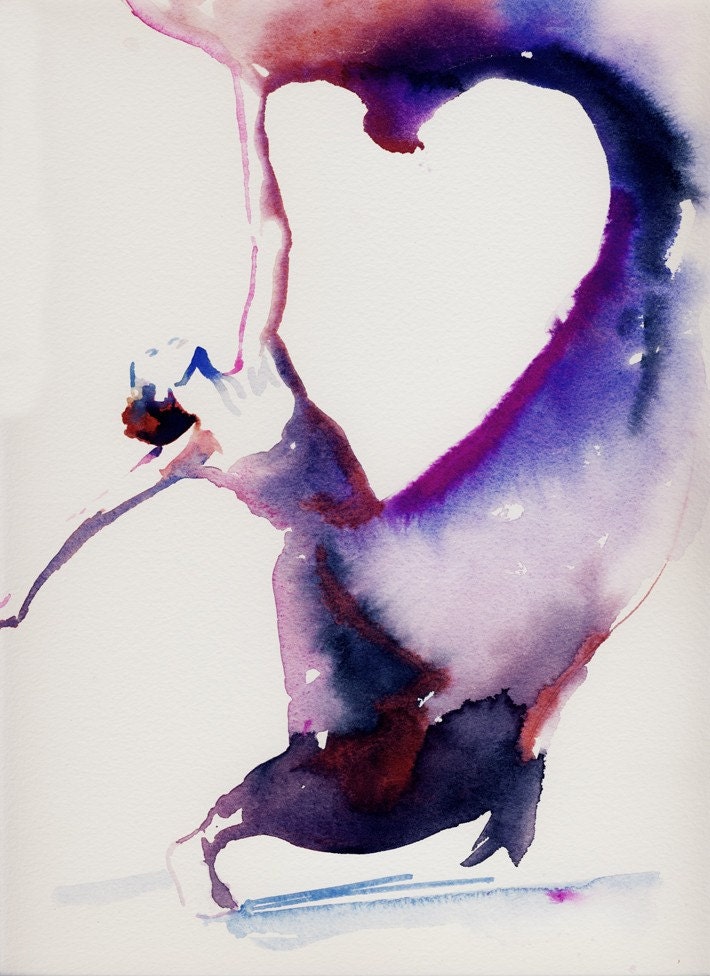 Watercolor Fashion Illustration Print - Dancer 1 with heart