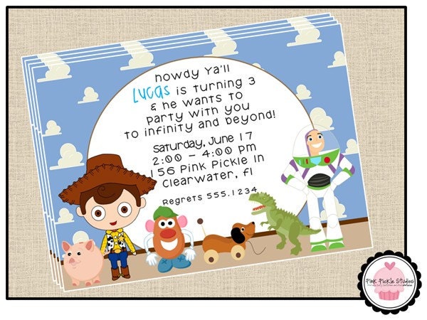 Toy Story Inspired Birthday Party Invitation or Thank You Card for a Boy or Girl Personalized Printable Digital DIY