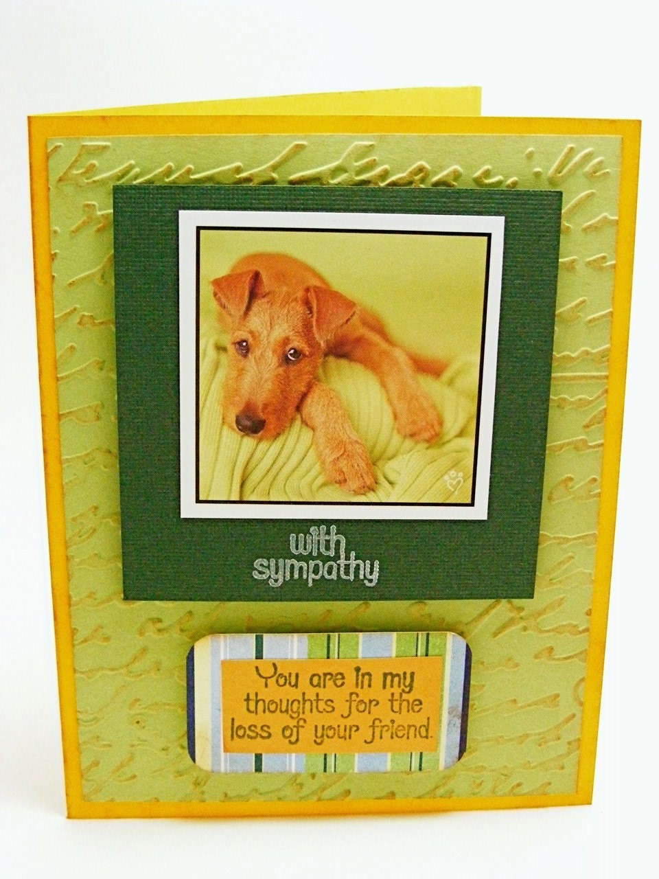 Handmade Loss of Dog Sympathy Pet Card - Eco Friendly