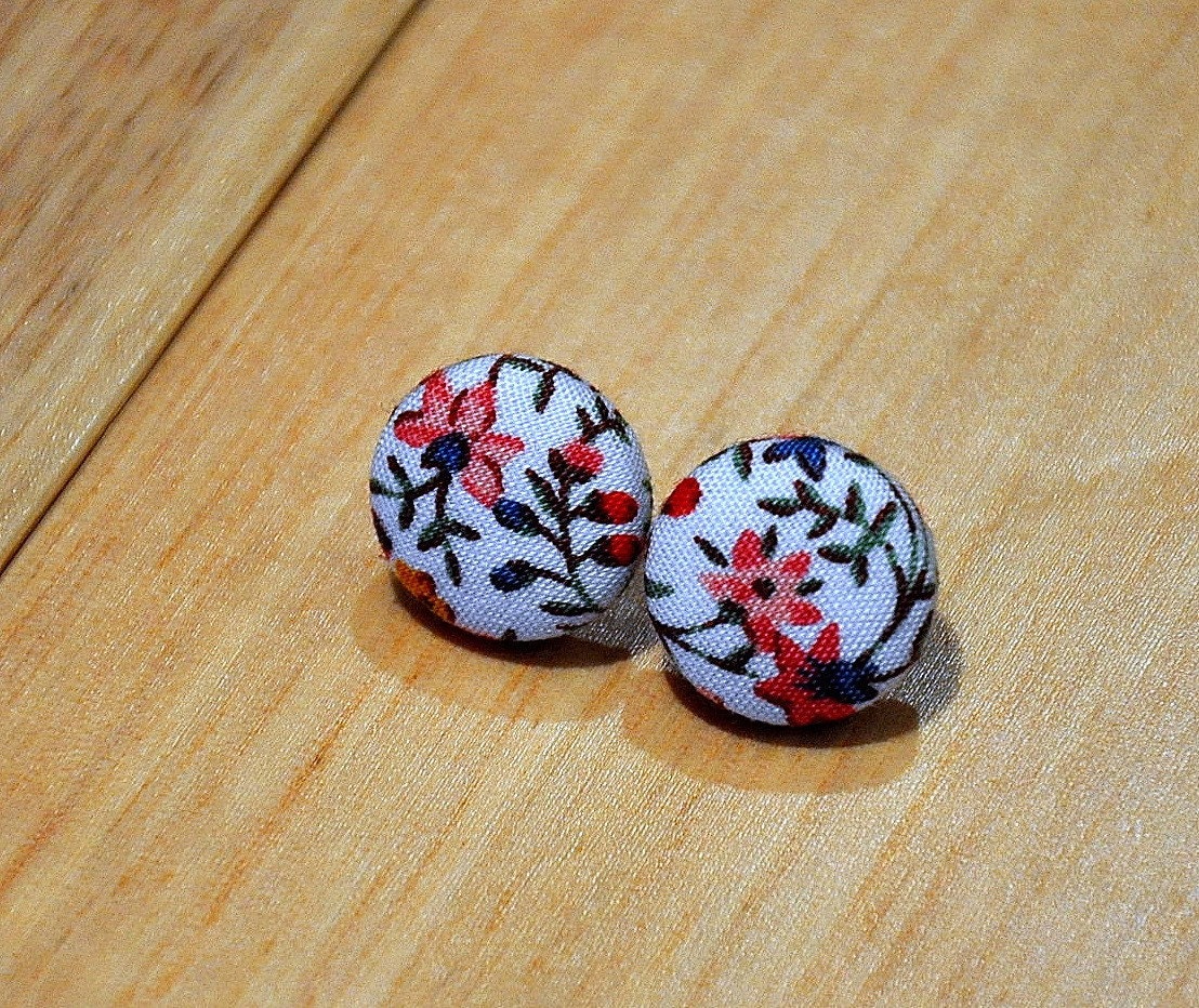 summer flower fabric button earrings- buy 3 get 1 free