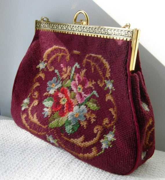 SewUpscale: Floral Needlepoint Vintage Purse