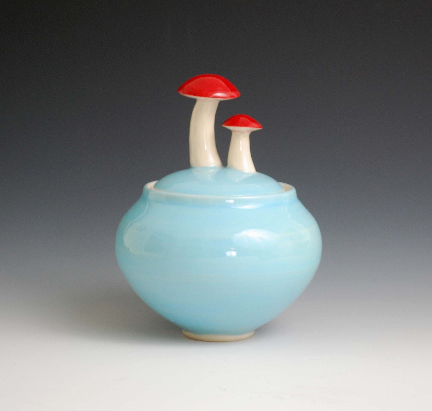 mushroom jar, blue