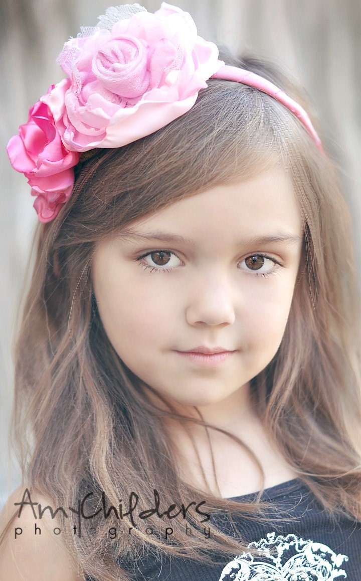 Pretty in Pink Hand made Floral Headband