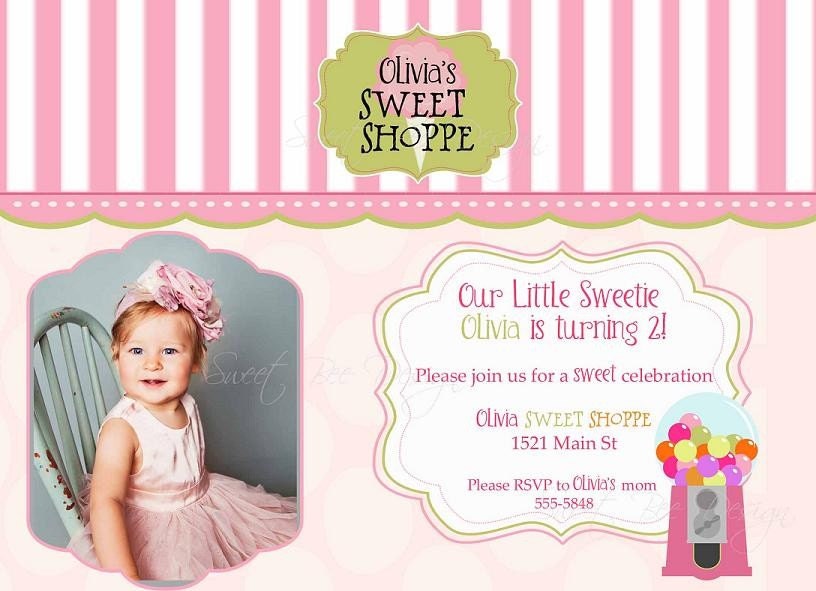 Sweet Shoppe Printable Birthday Photo Invitation- Birthday, Baby, Bridal