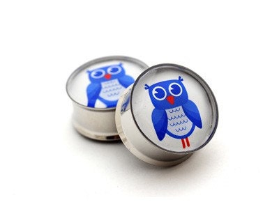Owl Picture Plugs gauges - 00g, 1/2, 9/16, 5/8, 3/4, 7/8, 1 inch
