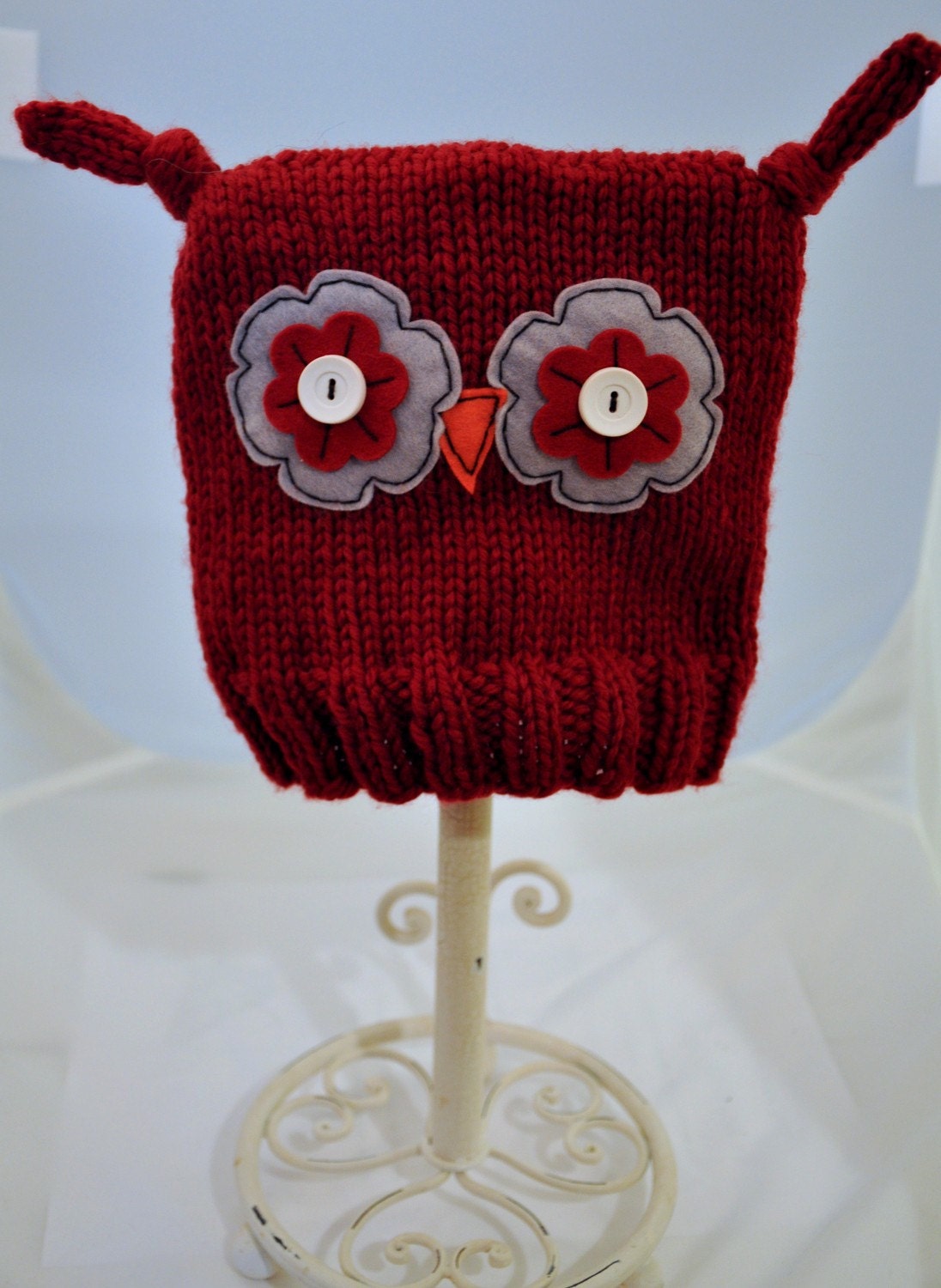 Ollie Owl Hat - Toddler Sized, Dark Red