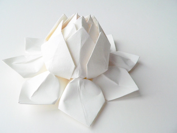 Origami Lotus Flower Decoration or Favor - all white