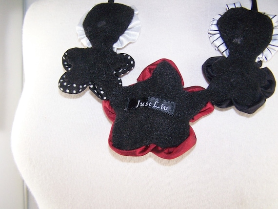 Ruby Tuesday Flower Cluster Necklace with Vintage Earrings and Buttons