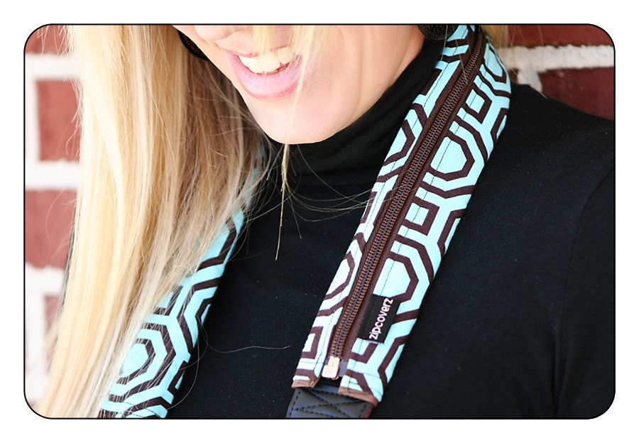 Black and White Plain Jane:  a Zipcoverz Camera Strap Cover