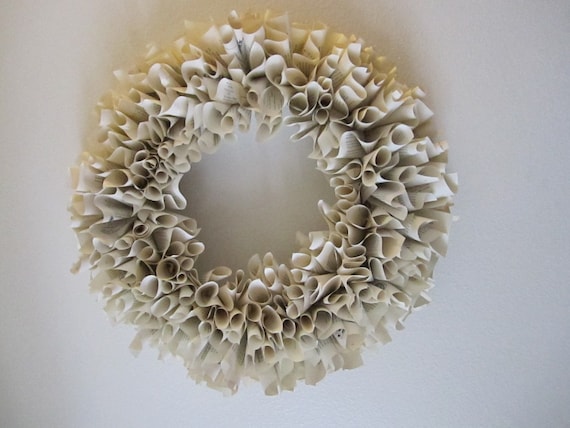ON SALE: 50% off Recycled Book Paper Wreath (Original price 100)