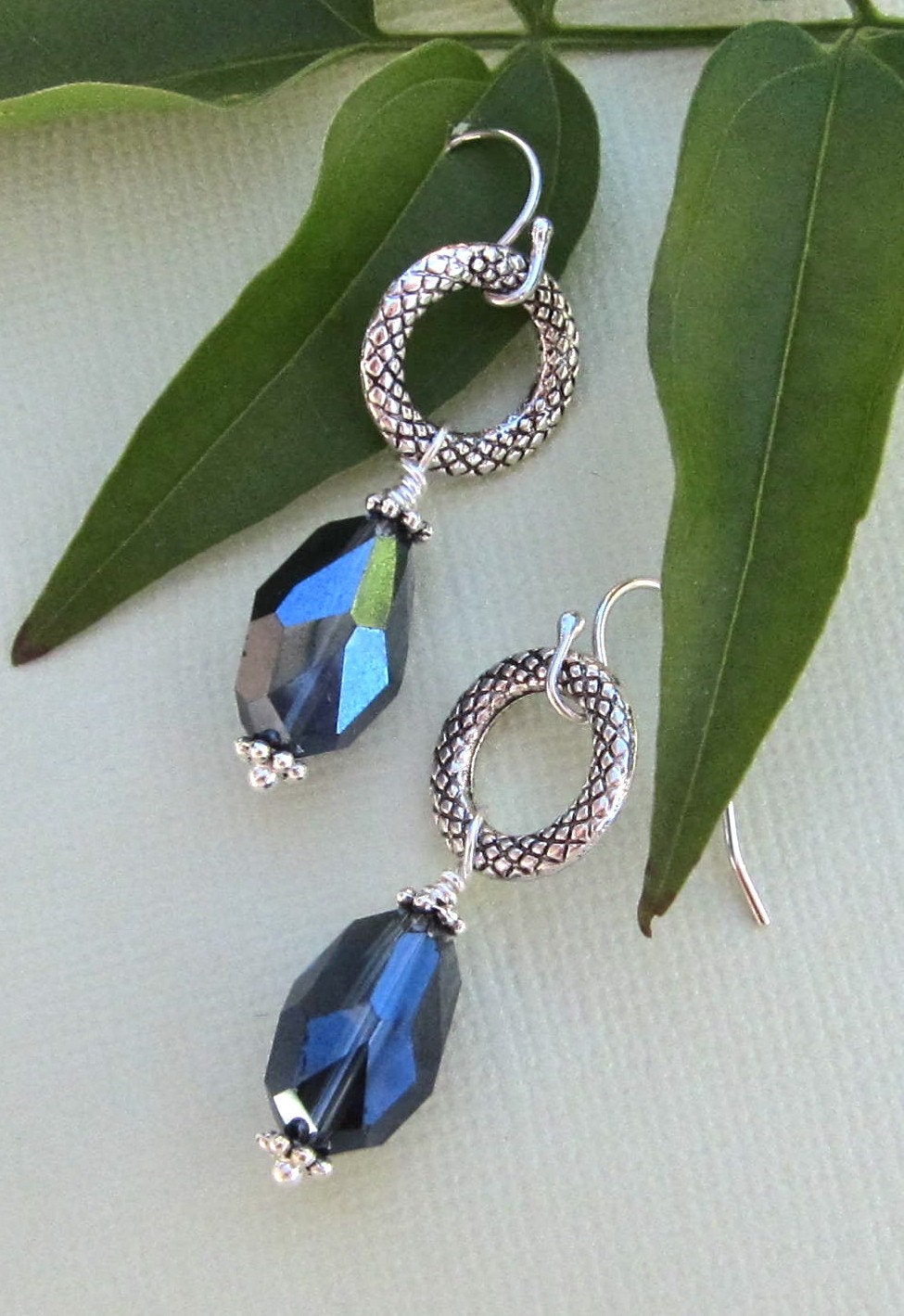Sapphire Earrings with Textured Circles