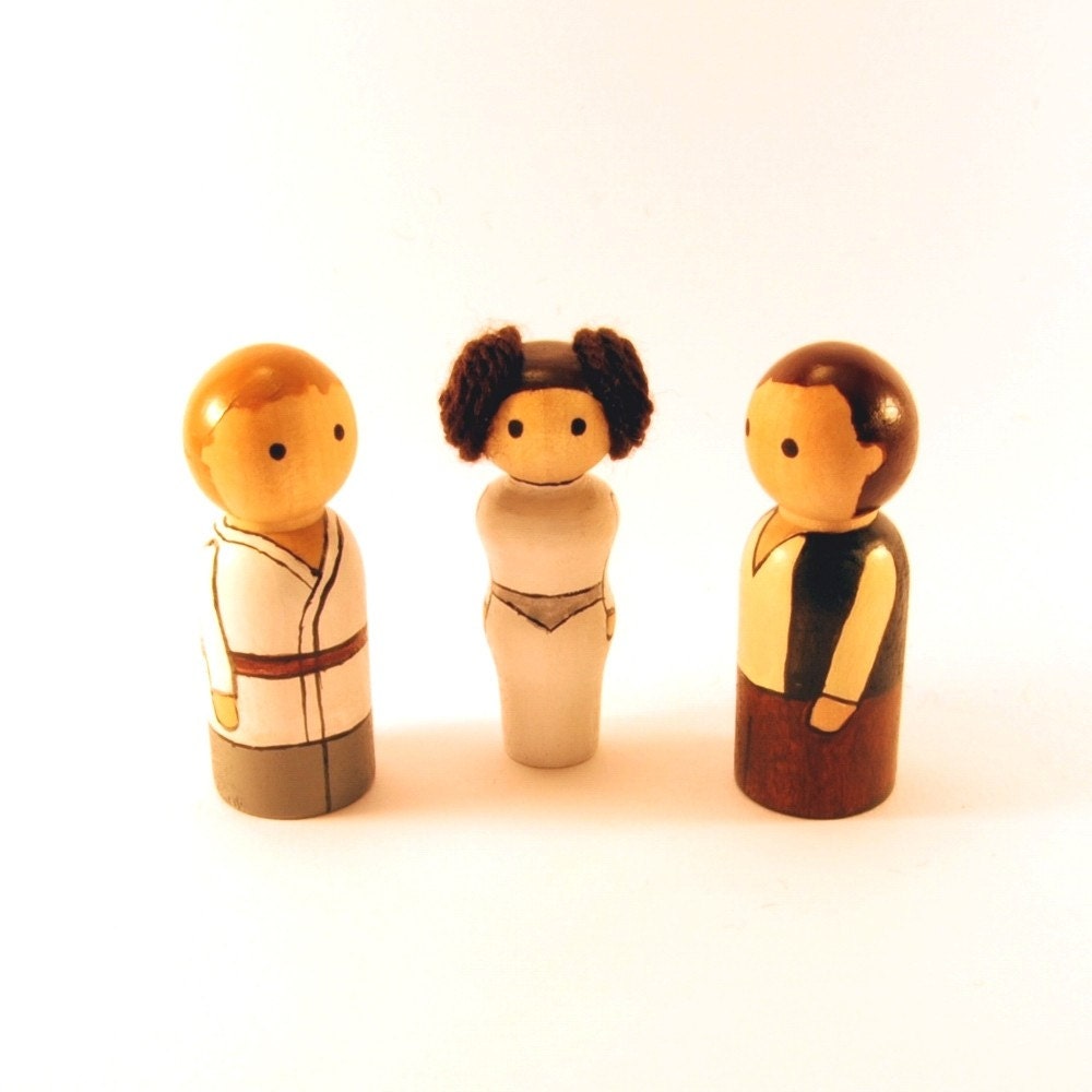 Star Wars peg people - Luke, Leia and Han