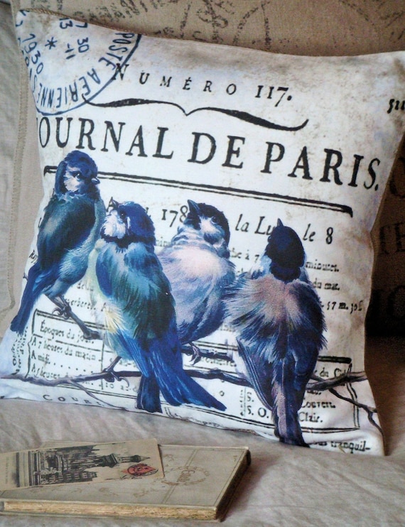 The Journal de Paris - Bluebird Cotton and Burlap Pillow Slip