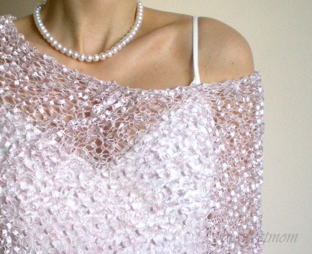 Glitter Powder Pale Pink Shrug - Poncho, Wrap  Wedding Fashion - Bridal Bridesmaid Wedding  Gown , Evening Glamour party accessory, Honeysuckle