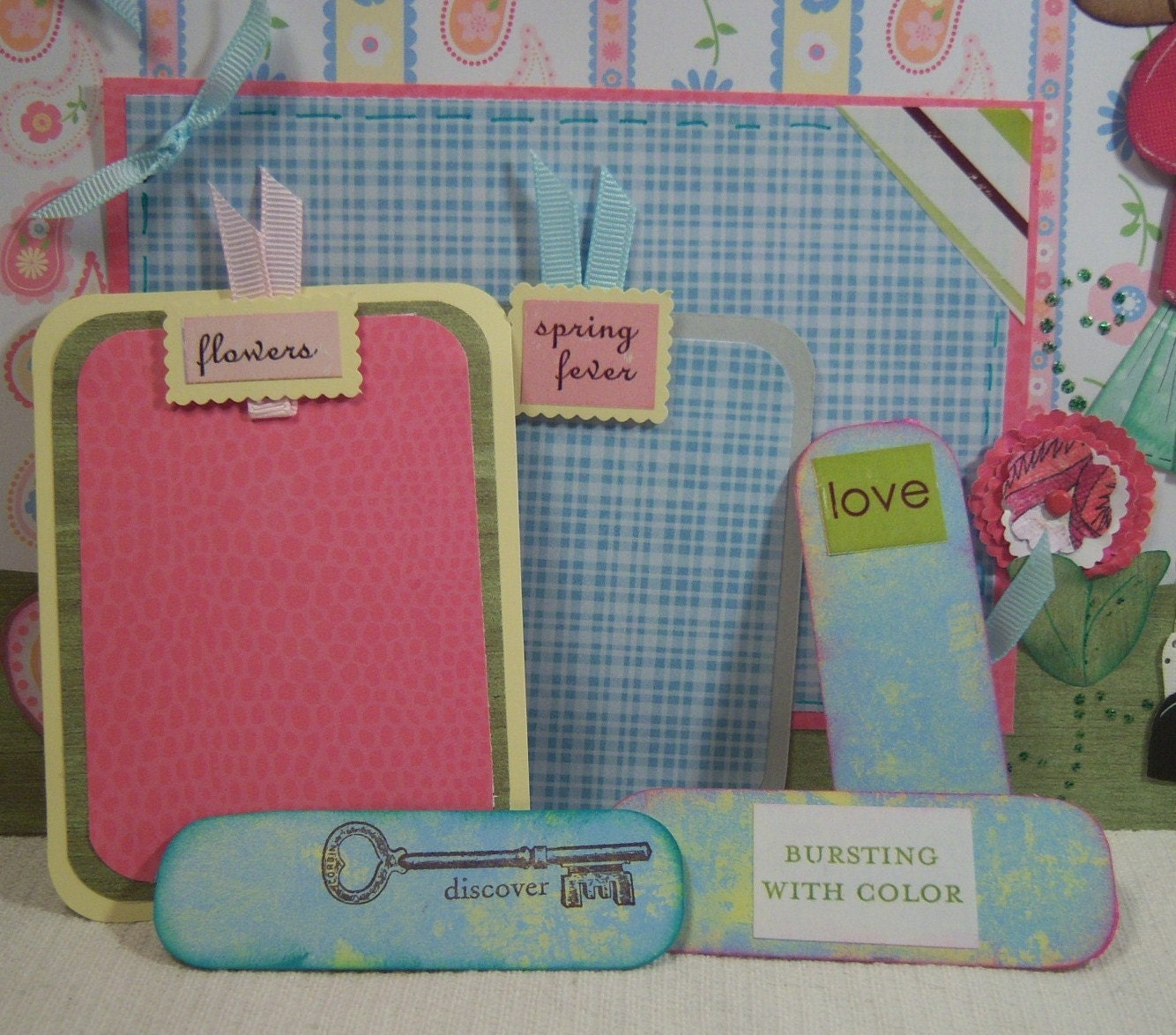 Sweet Girl holding a Bunny Paper Pieced Double Page Layout for Spring or Easter too