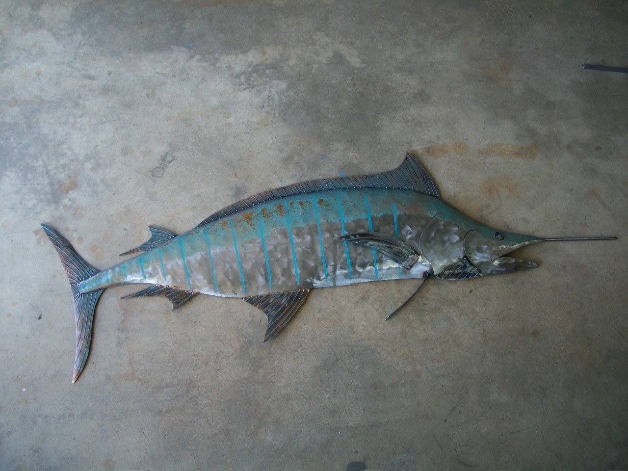 Blue Marlin Metal Fish Wall sculpture  Beach Coastal Tropical
