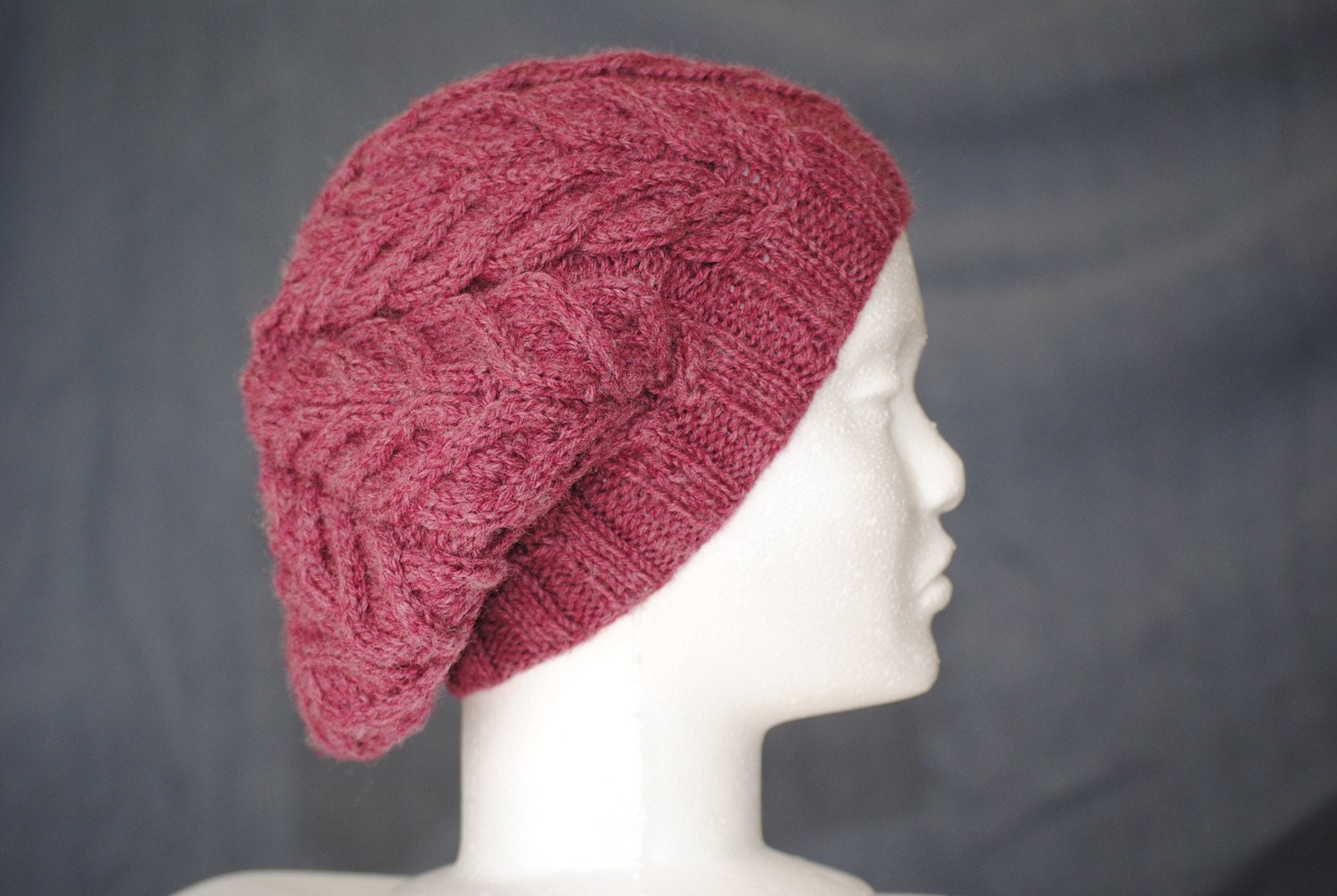 Knitted Slouchy Cabled Hat