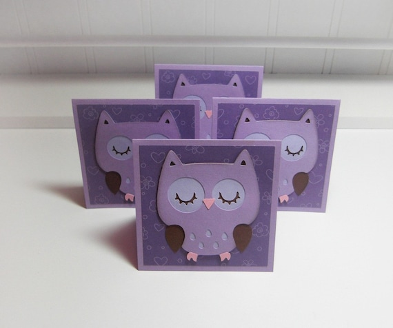 Cute Owl- Mini Cards ( Set of 4) by LittlePinkKangaroo