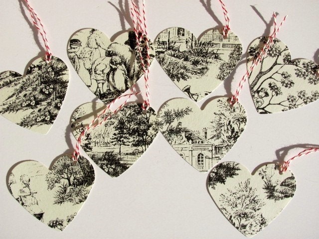 Old Style Heart Tags, Set of 8
