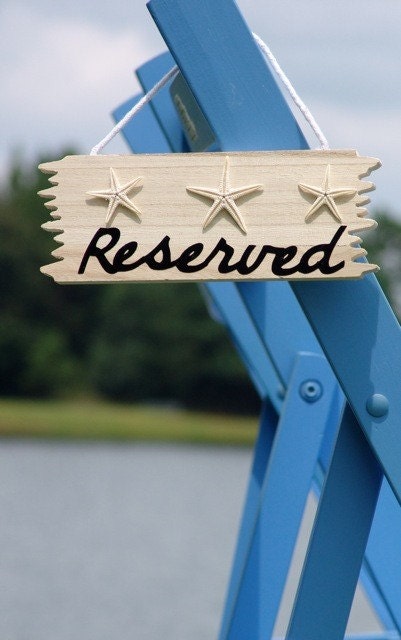 Beach Wedding Chair or Pew Decorations Reserved Sign