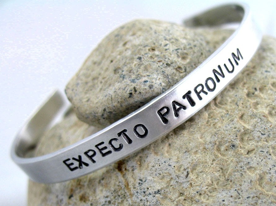 Harry Potter Bracelet - Expecto Patronum - Bright Aluminum Narrow Cuff, made to order - custom work available