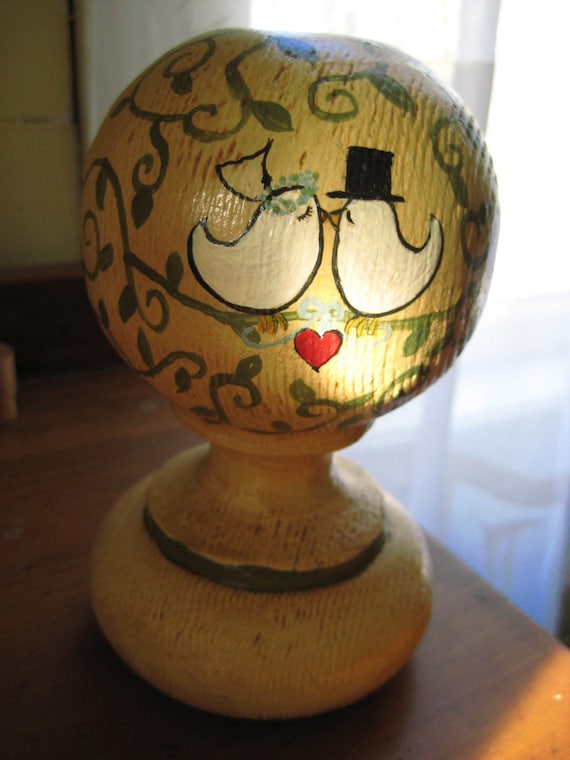 Wooden Globe Wedding Lovebird Keepsake Customized For Your Wedding