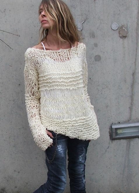 ivory cream asymmetrical Version2 oversized grunge sweater