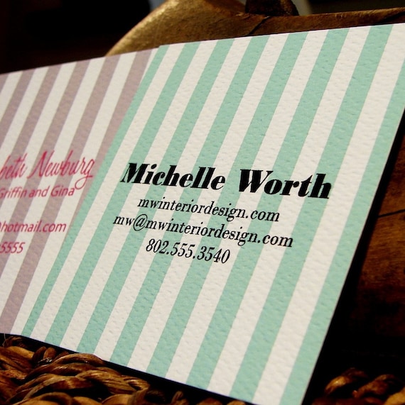 one-sided stripe calling cards set (50)