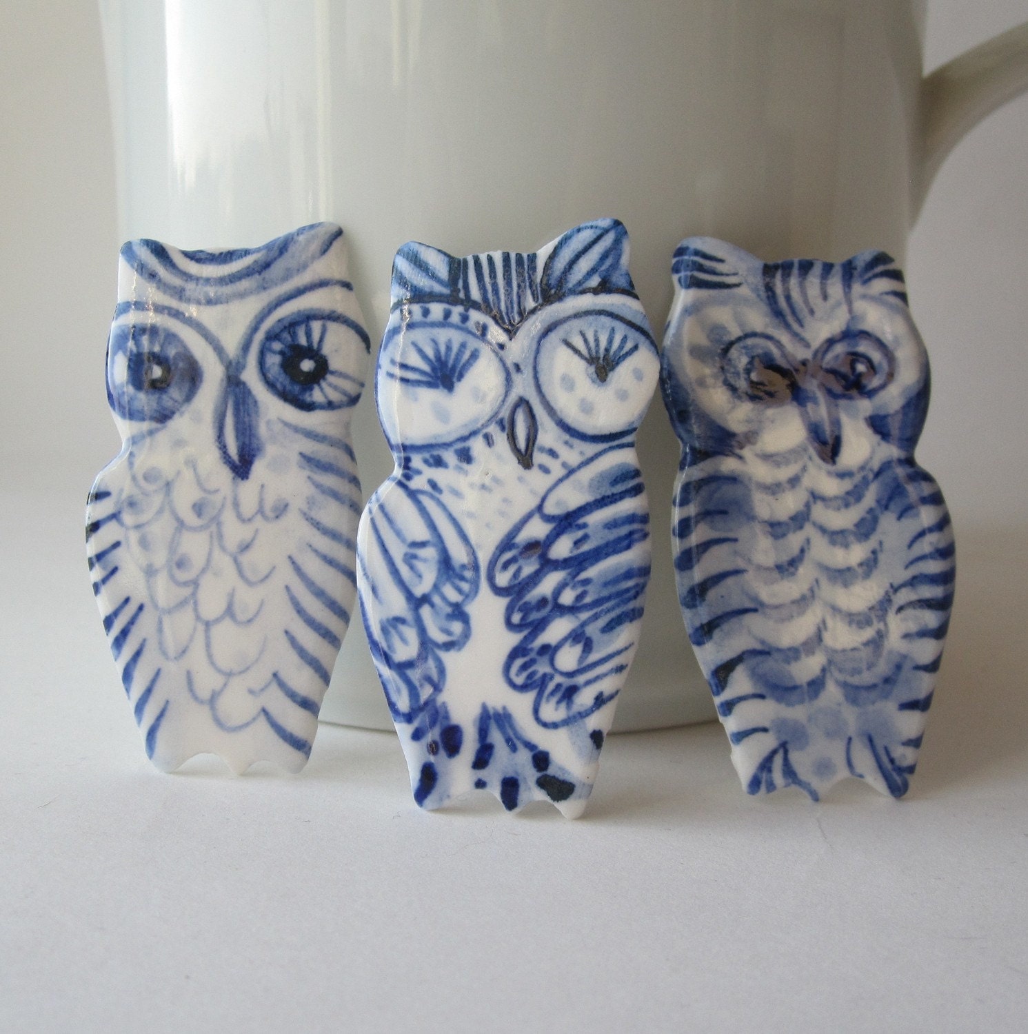 Handpainted Delft Brooch - Owl