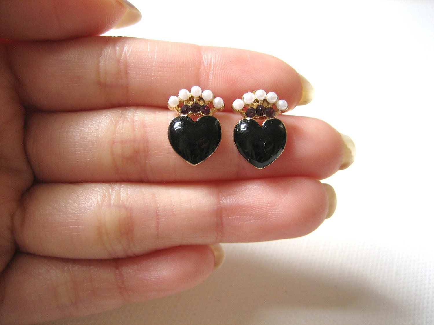 SALE - Little Black Heart Post Earrings