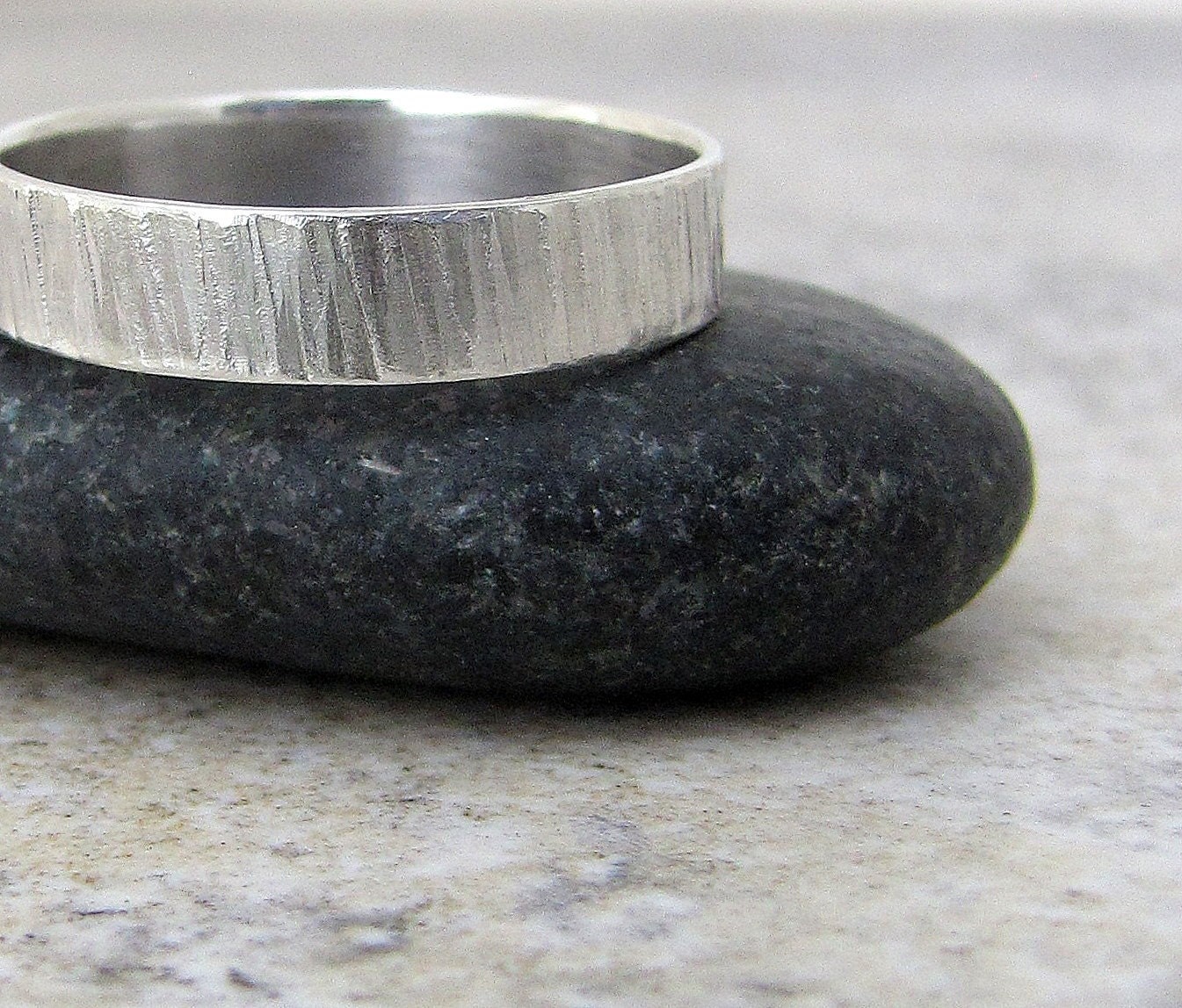 Hammered WideTree Bark Sterling Silver Ring by SilverSmack on Etsy 