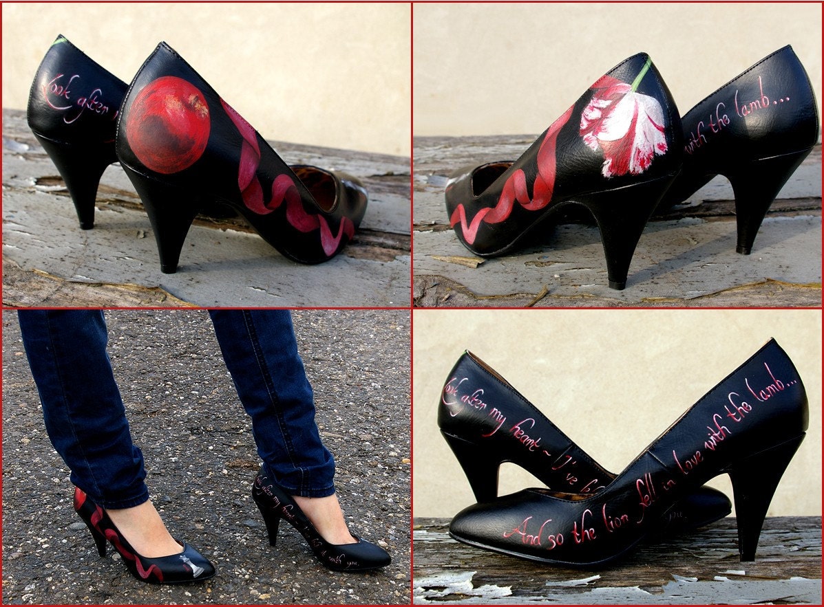 Hand painted high heel shoes - 'Vampire'