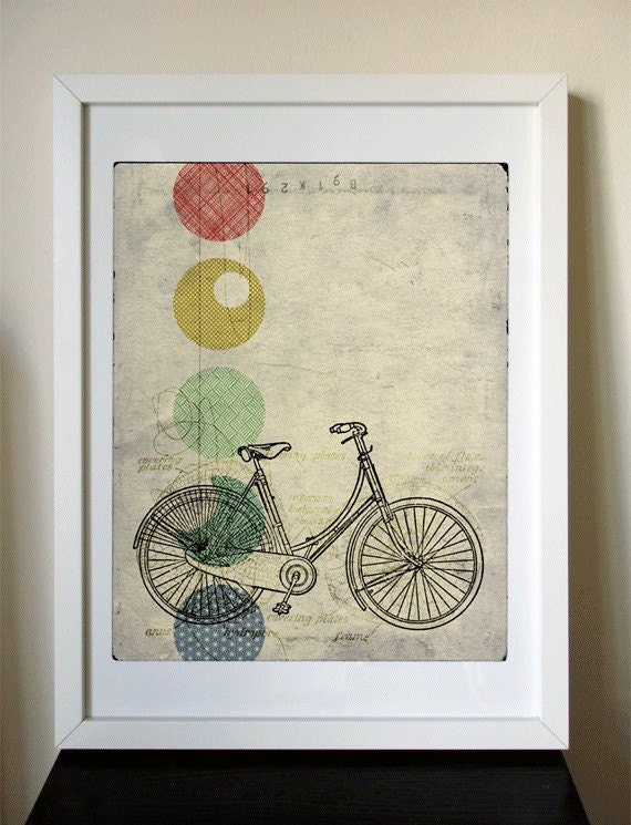 12x16 Digital Collage Giclee Print - The Bicycle
