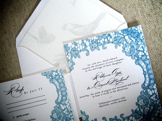 Framed Lace Wedding Invitation Suite