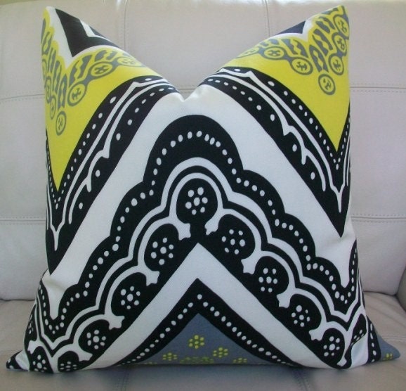 Decorative Designer Pillow Cover - 20X20 - Trina Turk for Schumacher - Tangier Frame Print in Driftwood