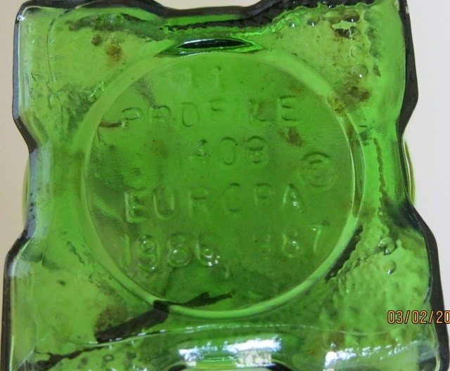Vintage Europa Green Glass Square Vase Profile 1408